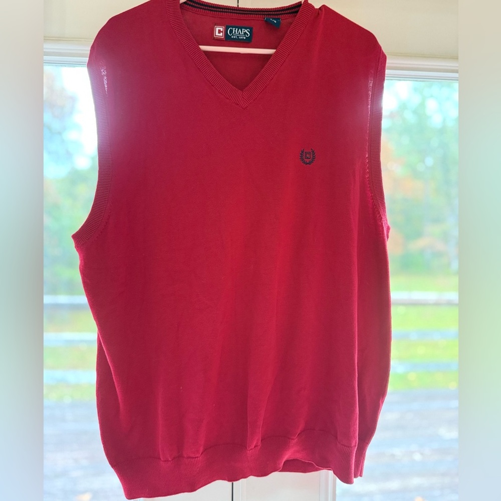 Chaps V-Neck Red Sweater Vest
